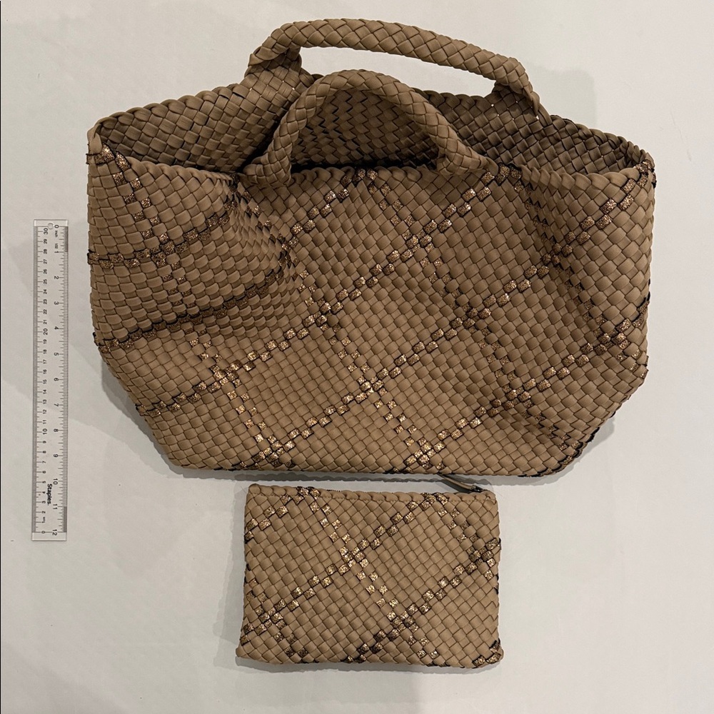 Naghedi Brown Woven Tote Bag Set